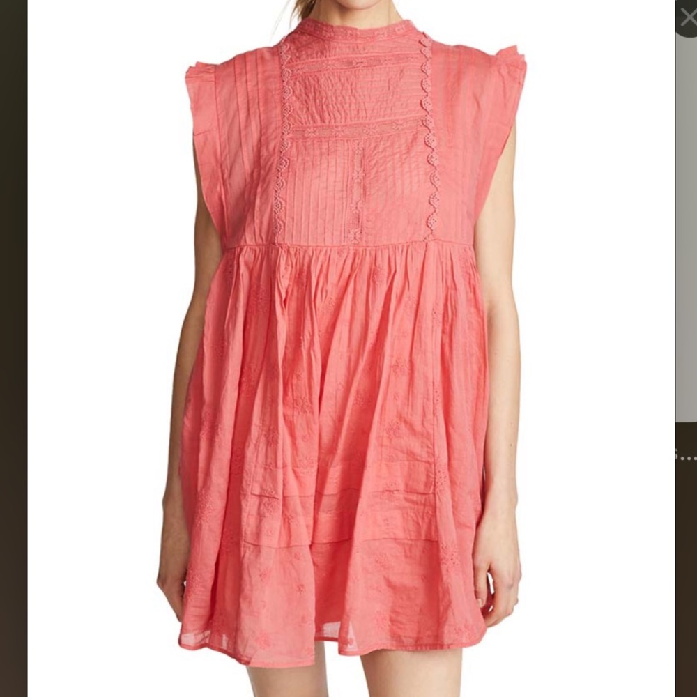 FREE PEOPLE Nobody Like You Embroidered Mini Dress in Coral - Picture 5 of 14